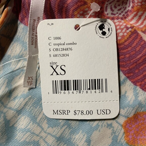 Free People Tied To You Cinch Waist Tank Top In Tropical Combo XS - Picture 6 of 11